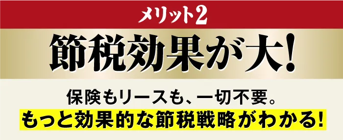 メリット2:お金を減らさずに、ゼロ円で節税できる仕組み(税務戦略)がわかる!