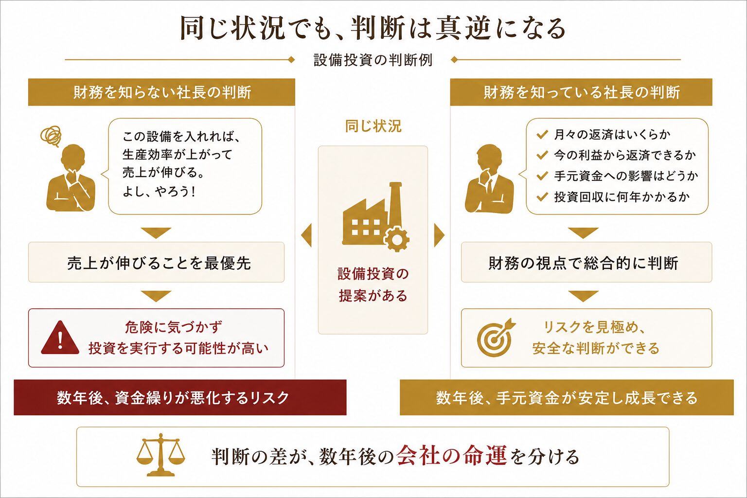 同じ状況でも、判断は真逆になる
