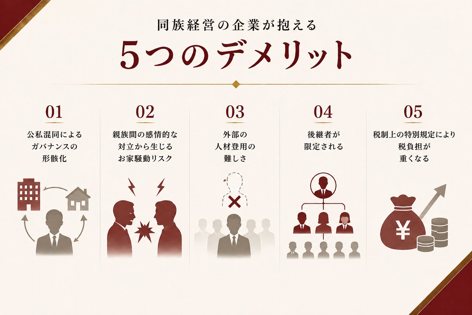 同族経営の企業が抱える5つのデメリット