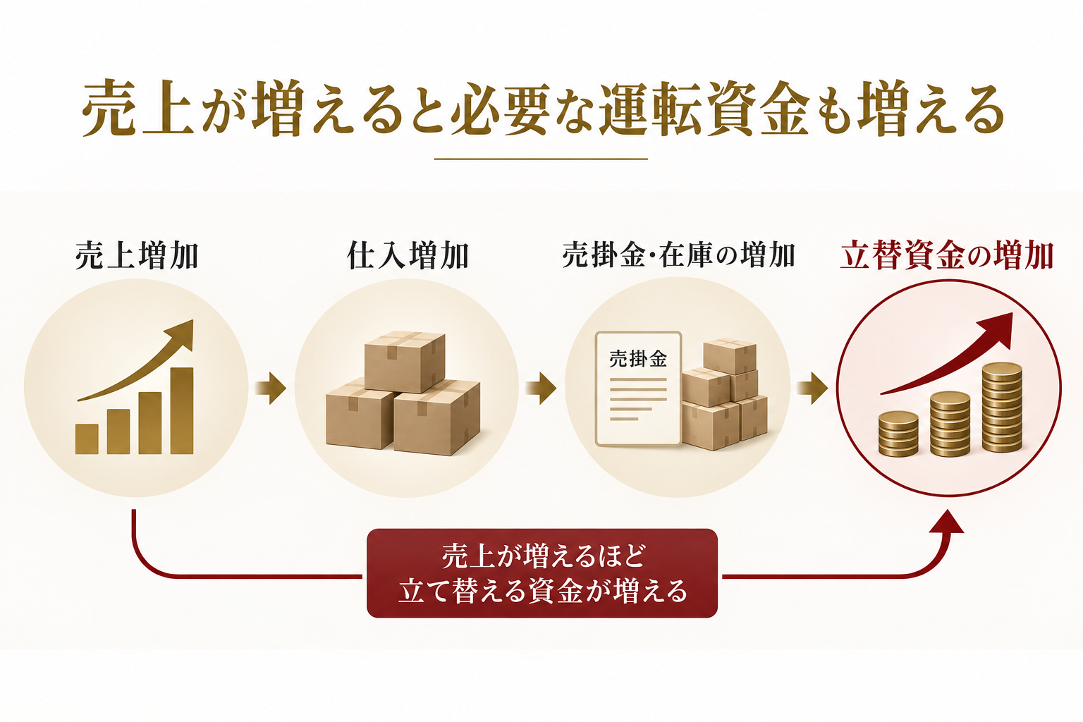売上が増えると必要な運転資金も増えるのイメージ画像