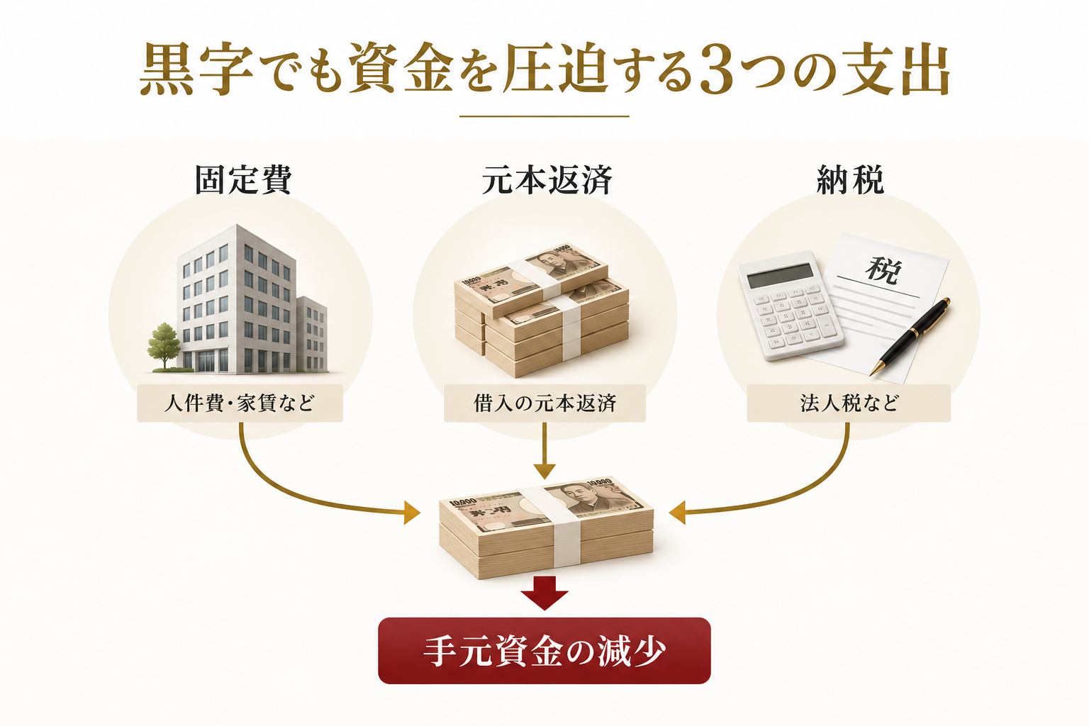 黒字でも資金を圧迫する3つの支出のイメージ画像